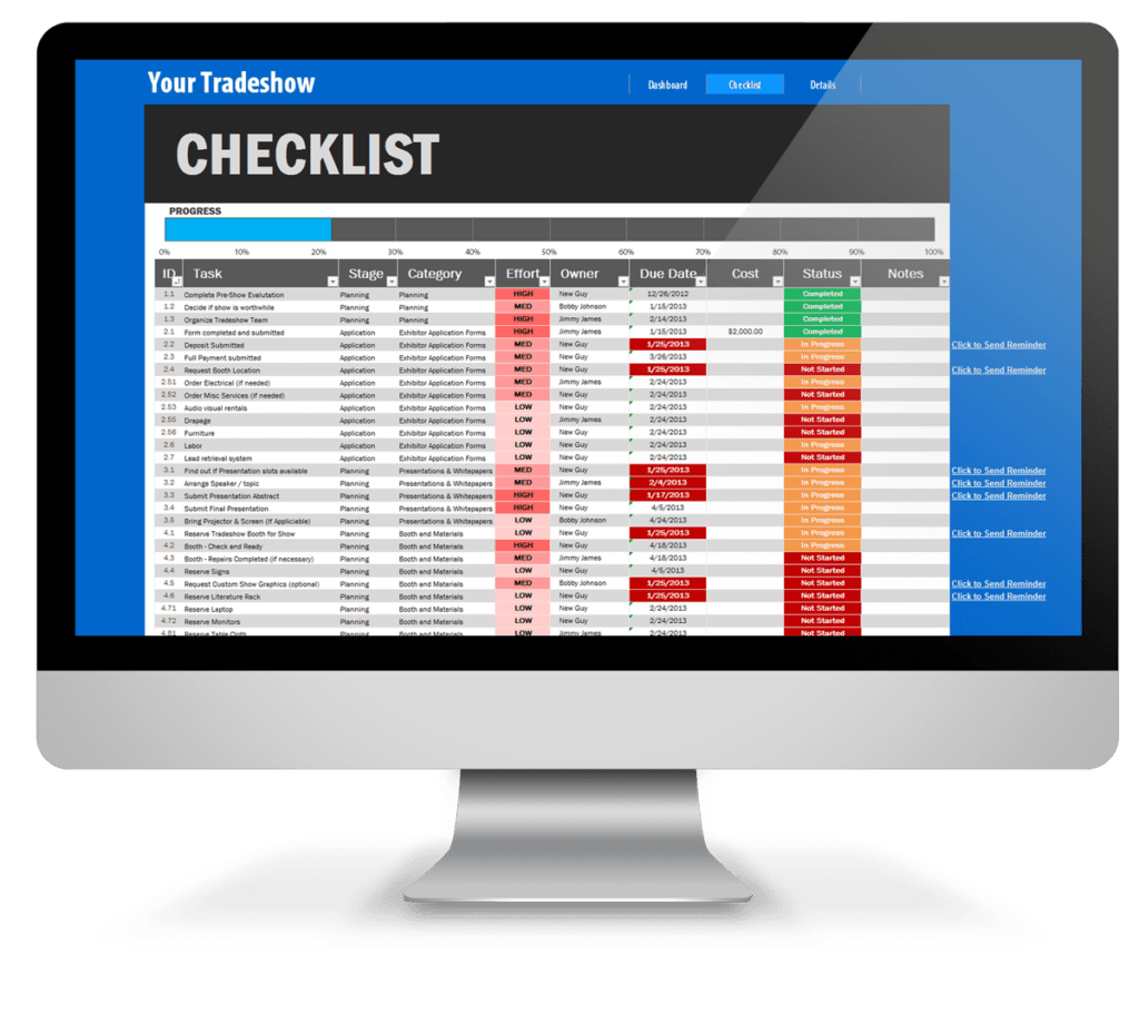 Trade Show Checklist Excel Template - screenshot