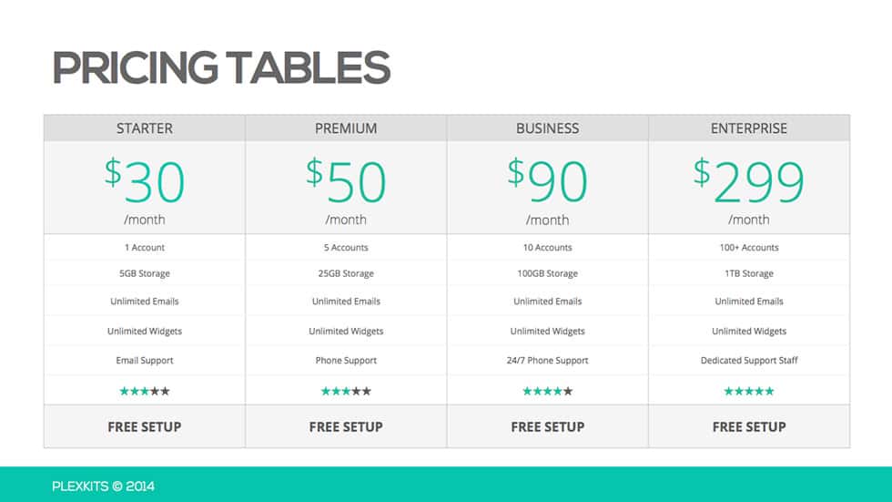 PowerPoint Template Screenshot Pricing Table