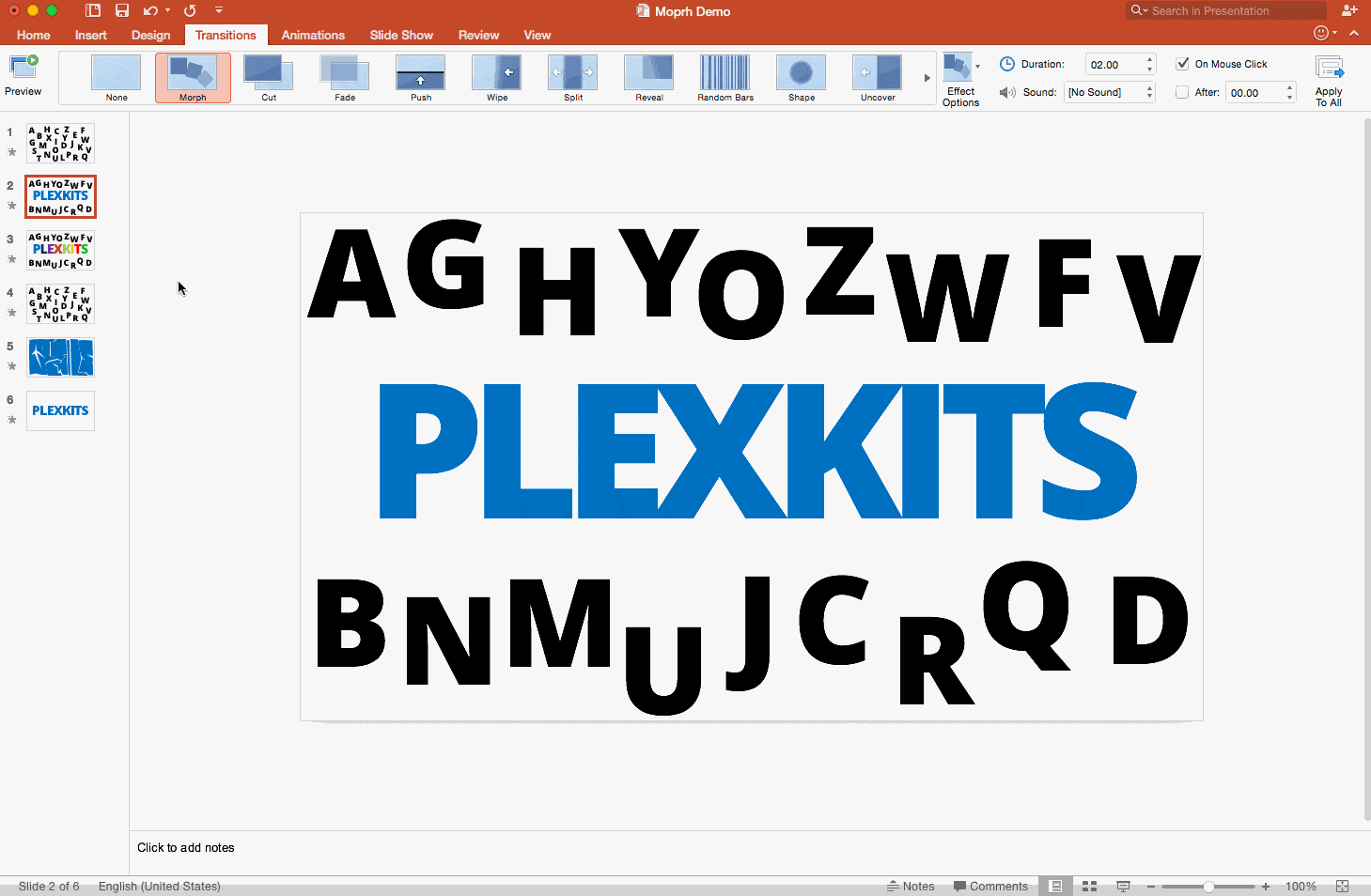 Powerpoint Morph - Letters To Words