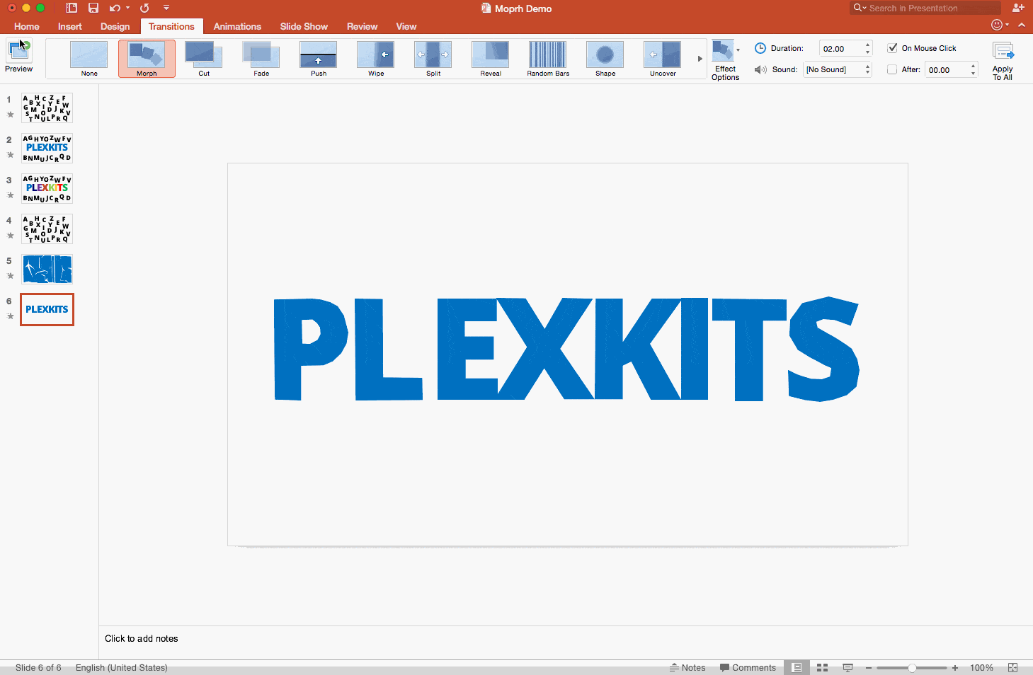 PowerPoint Morph Shapes to Text