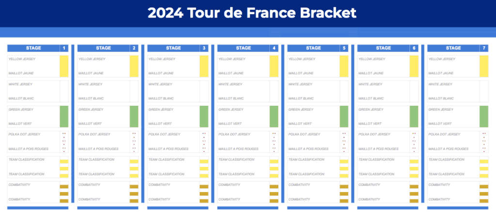 Free 8-Team Competition Bracket Template 2024 Tour De France Bracket Google Sheets 1