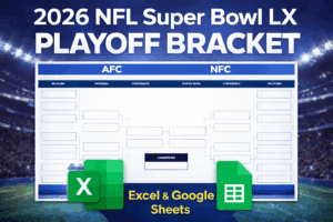 2026 NFL Super Bowl Playoff Bracket (Excel and Google Sheet)