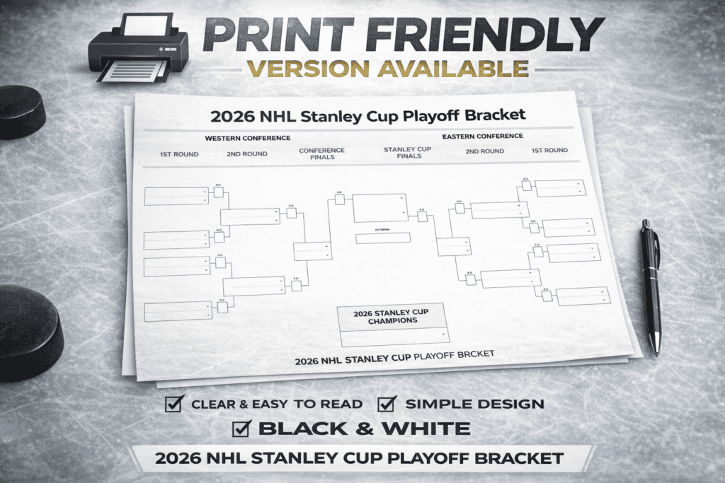 2026 Nhl Stanley Cup Playoff Bracket Google Sheet &Amp; Excel Printer Friendly