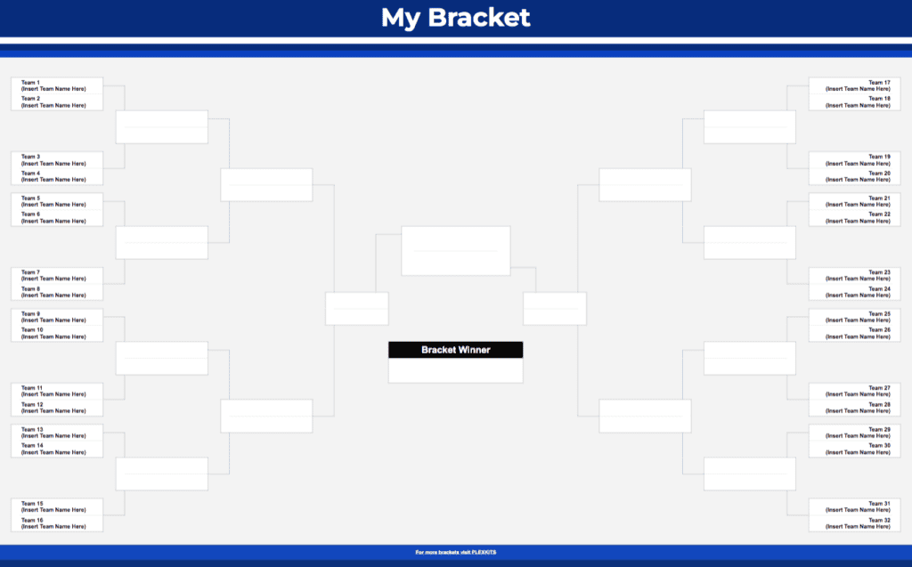 Free 32-Team Competition Bracket Template My 32 Participant Bracket