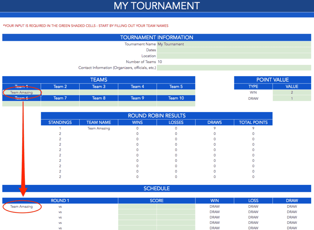 Round Robin Templates: Excel &Amp; Google Sheets (20-4 Rounds) Round Robin Tournament Templates 10 Team Google Sheets 2