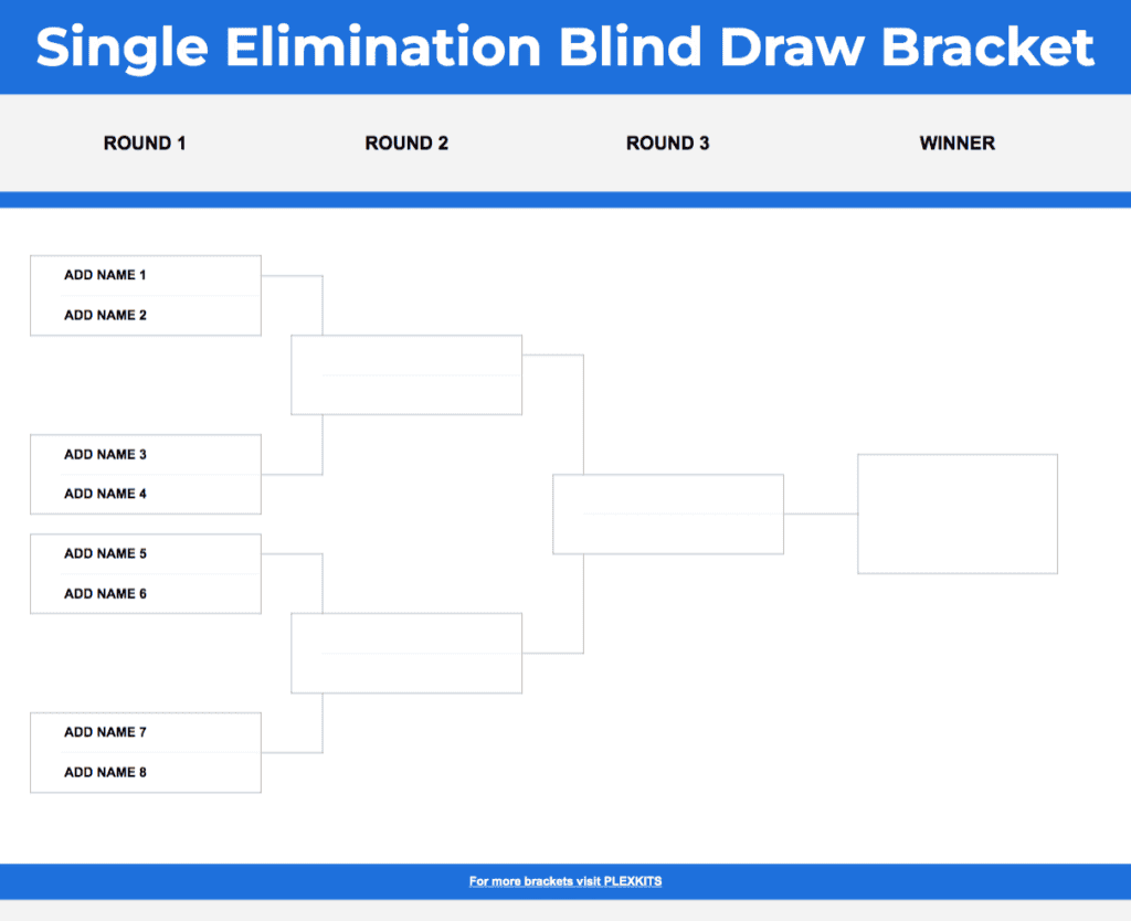 Blind Draw Brackets - Single Elimination Tournaments: Excel &Amp; Google Sheets