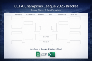 UEFA Champions League 2026 Bracket (Excel & Google Sheets)