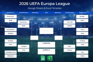2026 UEFA Europa League Bracket (Google Sheets and Excel)
