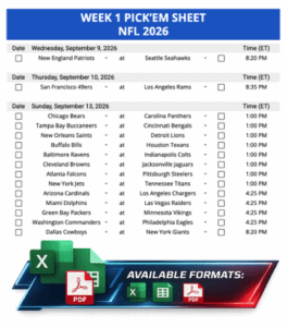 Week 1 Pickems Pickem Pick'ems NFL