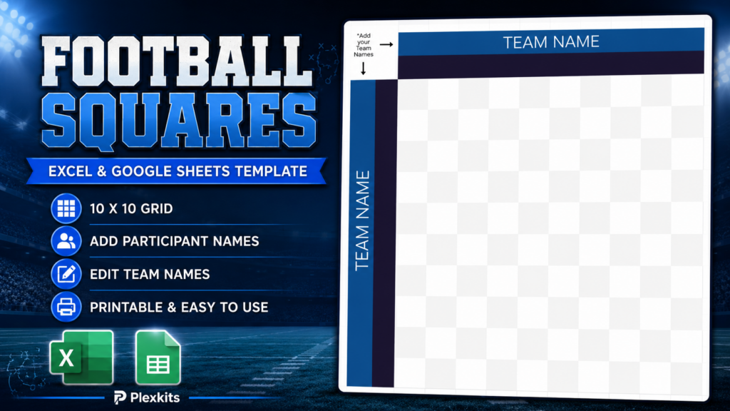 football squares template excel and google sheets
