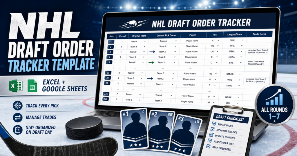 NHL Draft Order Tracker Template Excel and Google Sheets