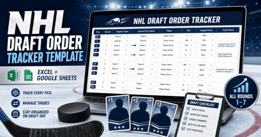 NHL Draft Order Tracker Template Excel and Google Sheets
