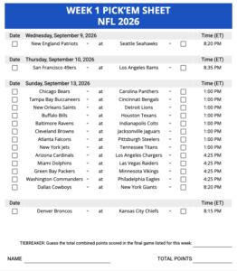 pick week 1