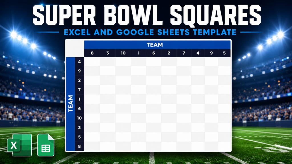 super bowl squares template excel and google sheets