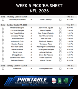 nfl pick'ems week 5