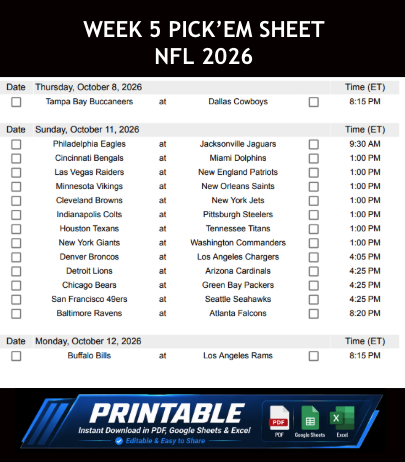 nfl pick'ems week 5