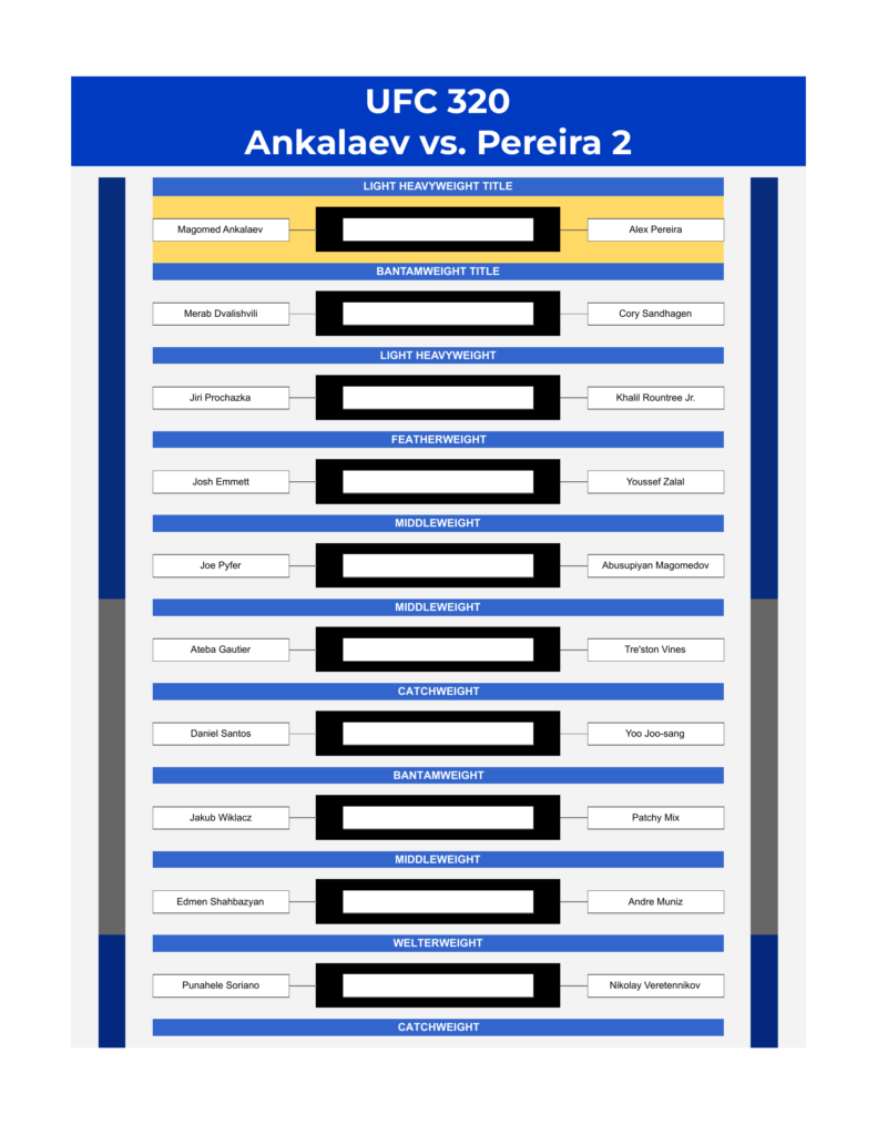 ufc 320 bracket ankalaev vs pereira 2 excel google sheets feature