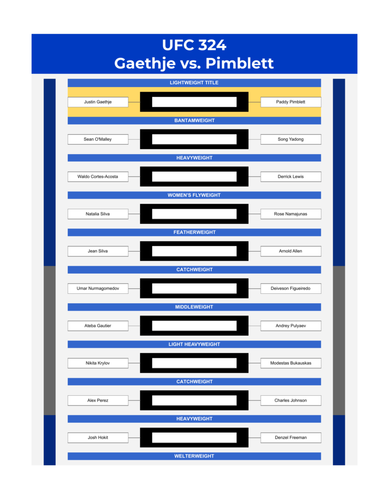 ufc 324 bracket gaethje vs pimblett excel google sheets feature