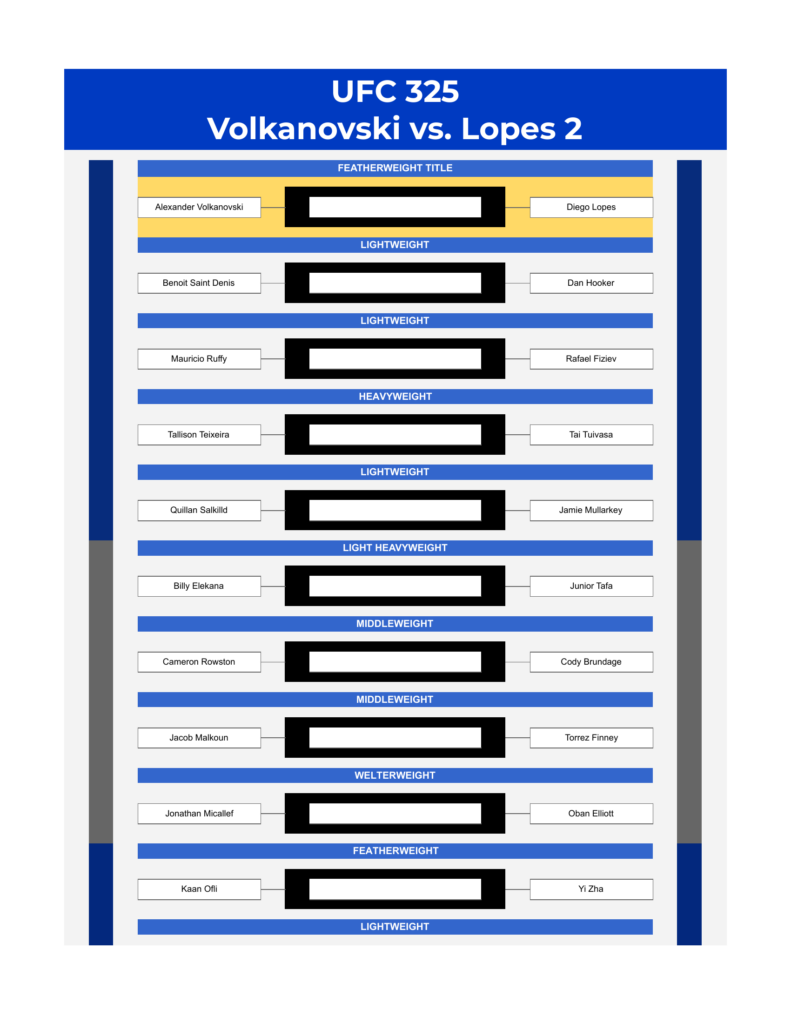 ufc 325 bracket volkanovski vs lopes 2 excel google sheets feature