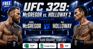 UFC 329 Bracket: McGregor vs. Holloway 2 (Excel & Google Sheets)