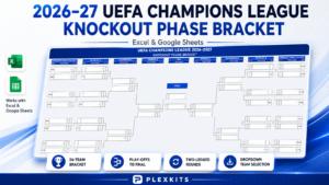 2026-27 UEFA Champions League Knockout Phase Bracket – Excel & Google Sheets