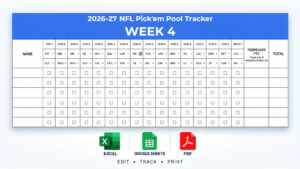 2026 nfl week 4 pick’em pool tracker – excel & google sheets