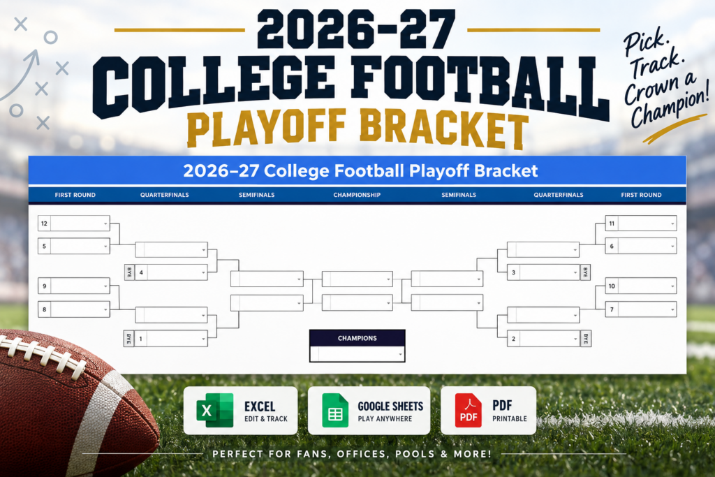 2026–27 college football playoff bracket – excel, google sheets & printable pdf