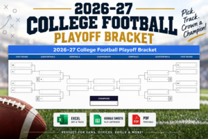2026-27 College Football Playoff Bracket – Excel, Google Sheets & Printable PDF