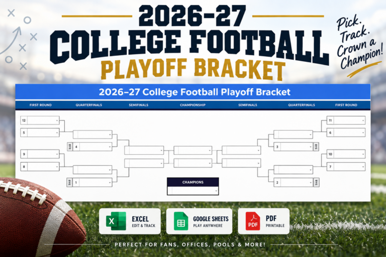 2026–27 college football playoff bracket – excel, google sheets & printable pdf