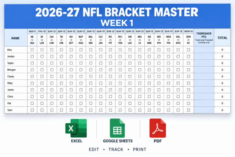 2026–27 nfl week 1 pick’em pool tracker