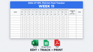 2026–27 nfl week 11 pick’em pool tracker