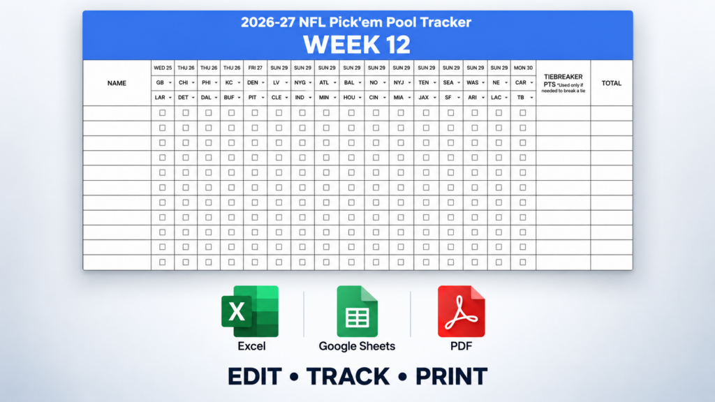 2026–27 nfl week 12 pick’em pool tracker