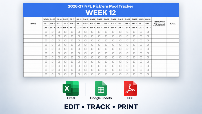 2026–27 nfl week 12 pick’em pool tracker