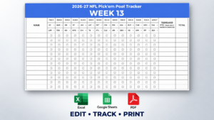2026–27 nfl week 13 pick’em pool tracker