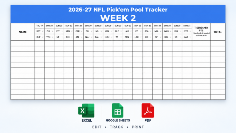 2026–27 nfl week 2 pick’em pool tracker