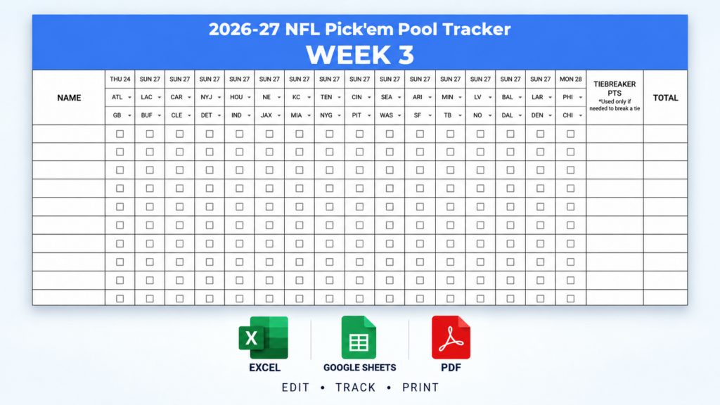 2026–27 nfl week 3 pick’em pool tracker