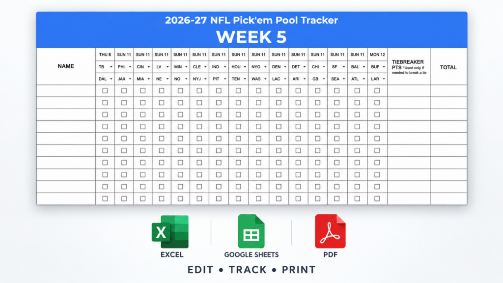2026–27 nfl week 5 pick’em pool tracker