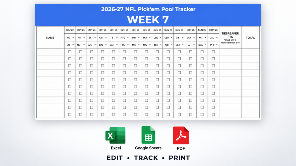 2026–27 nfl week 7 pick’em pool tracker