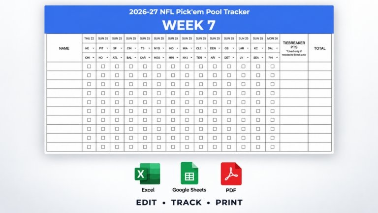 2026–27 nfl week 7 pick’em pool tracker