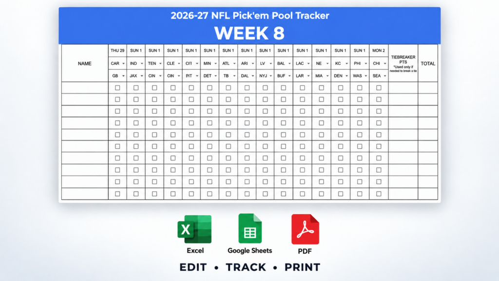 2026–27 nfl week 8 pick’em pool tracker