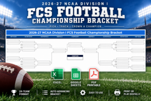 2026-27 NCAA Division I FCS Football Championship Bracket – Excel, Google Sheets & Printable PDF